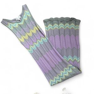 MARBLE Lavender, Gray, Mint & Yellow 100% cotton Maxi Dress